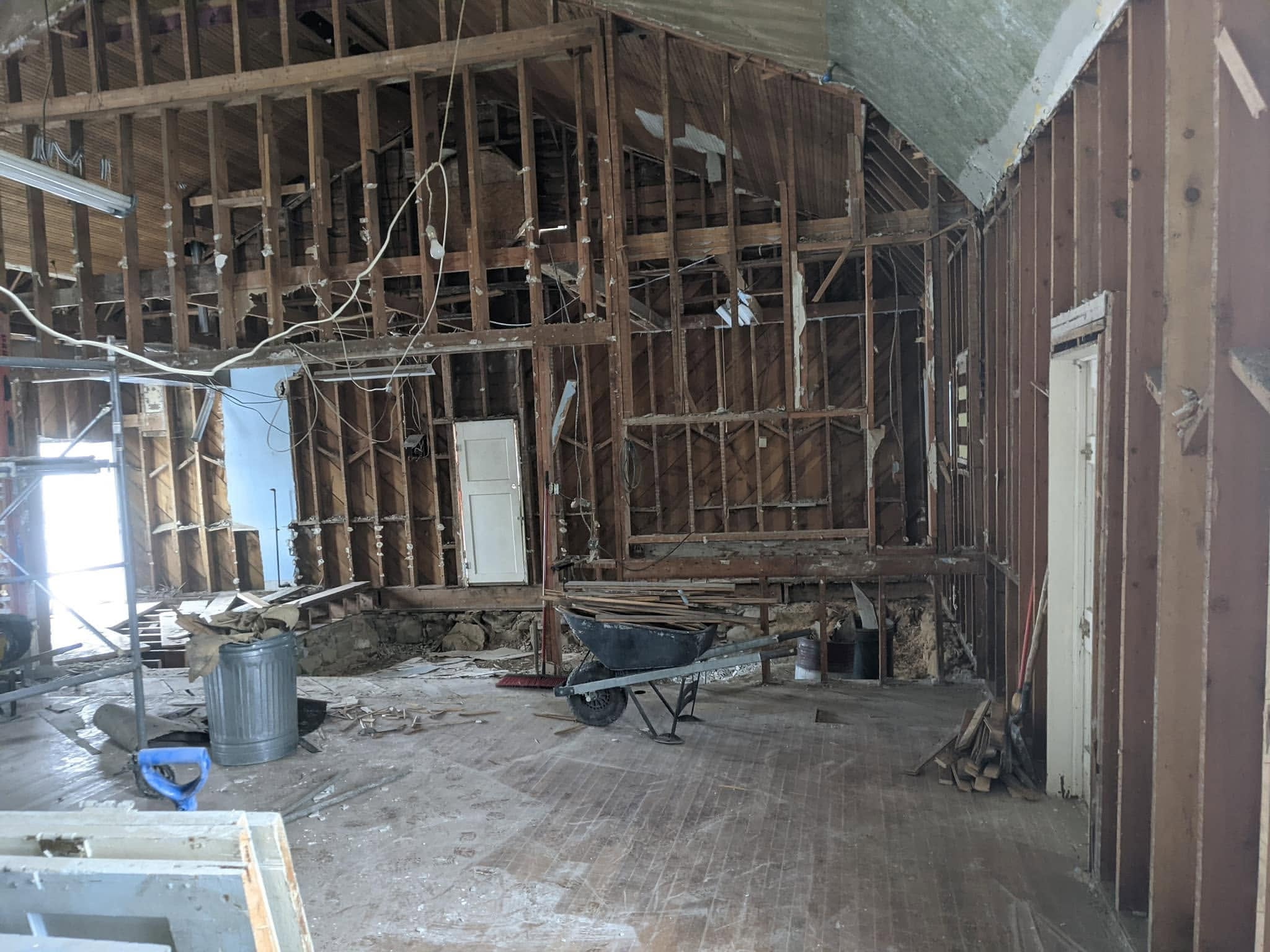 Interior tear-down begins — clearing the way for restoration.